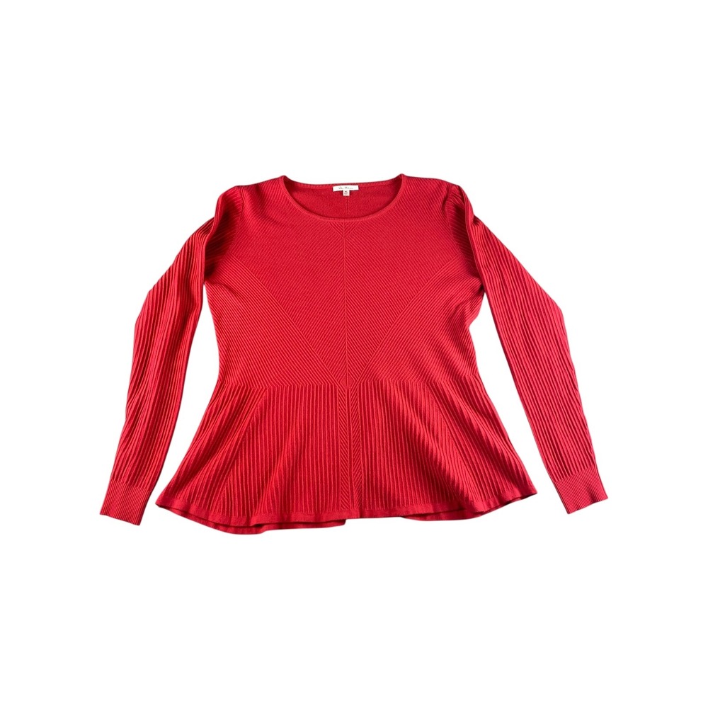 Vila Milano Red‎ Ribbed Peplum Knit Sweater Top XL